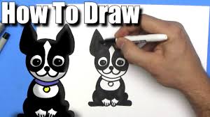 Easy drawing about dog breed. How To Draw A Cute Cartoon Boston Terrier Easy Chibi Step By Step Kawaii Youtube
