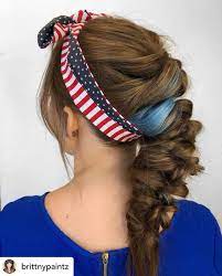 The look is cute and simple. 21 Creative Fourth Of July Hairstyles To Get You In The Mood