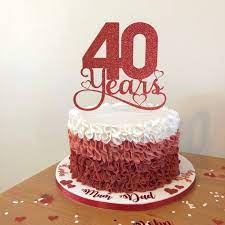 Red velvet cake with 40th wedding anniversary design for a ruby wedding celebration. Cake Toppers Home Garden Ruby 40th Wedding Anniversary Cake Topper 40 Years 360idcom Fr