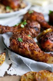 Jamaican Jerk Chicken Drumsticks With Caribbean Rice With Peas Beans Recipe Baked Jerk Chicken Jerk Chicken Recipe Recipetin Eats