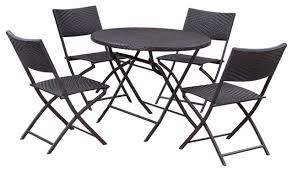 Our outdoor folding camping tables complete the outdoor experience, offering sturdy and compact camping kitchen tables that set up easily, provide a stable dining surface or side table, and break. Bistro Dining Rattan Wicker Outdoor Folding Table And Chairs 5 Piece Set Tropical Outdoor Dining Sets By Onebigoutlet Houzz