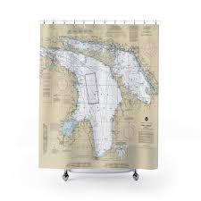 Lake Huron Nautical Chart Shower Curtains Chart Mugs