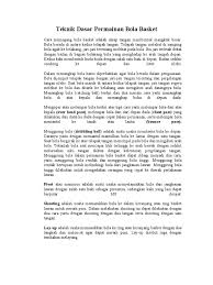 Posisi bola berada di atas kepala dengan dipegang menggunakan dua tangan dan cenderung agak di bagian belakang kepala. Teknik Dasar Permainan Bola Basket Pdf
