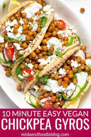 Easy Vegetarian Chickpea Gyros Recipe Quick Vegetarian Dinner Tasty Vegetarian Recipes Vegetarian Recipes Dinner