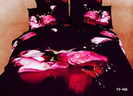 Black And Pink Roses Bedding Pink Rose Rose Petals And Butterfly On Black Bed Set 3d Bedding Sets Unique Bedding Sets Rose Bedding