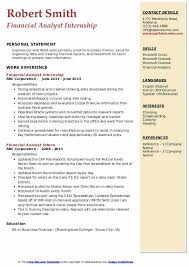 Financial Analyst Intern Resume Samples Qwikresume
