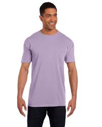 Twill taped neck and shoulders. Comfort Colors 6030cc Garment Dyed Pocket T Shirt