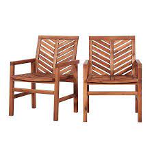 Vidaxl solid wood garden chairs, swings & benches. Brown Acacia Wood Chevron Dining Chairs Set Of 2 Kirklands