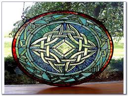 A subtle blend of medium blues, light blues and greenish blues. Half Round Stained Glass Window Panels Home Car Window Glass Tint Film