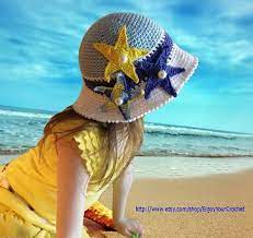 Crochet Hat Pattern Starfish Summer Hat Pattern Sun Hat Pattern Beach Brims Children Marine Ocean Summe Crochet Sun Hat Crochet Summer Hats Crochet Hats