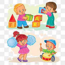 Set Of Vector Icons Little Children Playing With Toys Free Template Toys Clipart Cartoon Illustration Png And Vector With Transparent Background For Free Dow Kids Playing Kids Vector Cartoon Posters