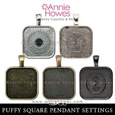 1 inch Square Pendant Trays with Round Corners "Puffy" 5 Color Options  (25mm)