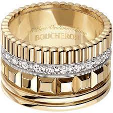 Boucheron Quatre 18k Yellow Gold Ring With Diamonds Size 58 18k Yellow Gold Ring Gold Rings Onyx Jewelry Ring