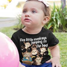 Five Little Monkeys Jumping On the Bed Favorite Nursery Rhyme Song T-Shirt  Nursery Rhyme Graphic Tee For Toddler Kids Boys Girls