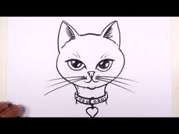 How To Draw A Cat Face With Collar And Heart Pendant Mat Youtube Cat Face Drawing Cute Drawings Simple Cat Drawing