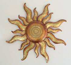 Golden Sun Celestial Wall Art Metal Sunburst Face Indoor Outdoor Garden Decor Sun Wall Decor Tree Wall Art Diy Celestial Wall Art