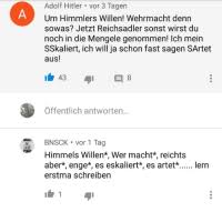 La musica è un qualcosa che ci accompagna durante la nostre vita. Adolf Hitler Vor 3 Tagen Um Himmlers Willen Wehrmacht Denn Sowas Jetzt Reichsadler Sonst Wirst Du Noch In Die Mengele Genommen Ich Mein Sskaliert Ich Will Ja Schon Fast Sagen Sartet Aus