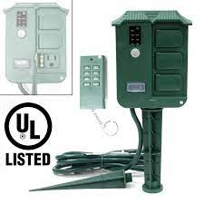 Ecoplugs outdoor light timer remote control christmas light timer switch outlet automatic light generic dewenwils outdoor power strip timer with photocell, yard stake timer dusk to. 6 Outlet Ul Listed Outdoor Yard Stake Remote Control Light Sensor Digital Timer Econosuperstore