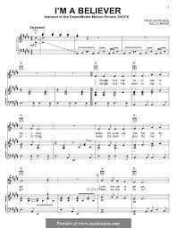 I M A Believer By N Diamond I M A Believer Believe Sheet Music
