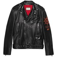 Gucci Leather Biker Jacket With Sea Creature Applique 7 450 Liked On Polyvore Featuring Men S Casual Sport Coats Leather Sleeve Jacket Mens Summer Jackets