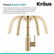 Moen, delta, kohler, blanco, pfister & more. Kraus Oletto Brushed Brass 1 Handle Deck Mount Pull Down Handle Kitchen Faucet Lowes Com Kitchen Faucet Faucet Kitchen Faucets Pull Down