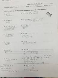 Factoring Review Worksheet Daniela De La Garza S Math Portfolio