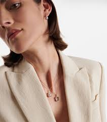 Collier Initial en or 14 ct, quartz et diamants en doré