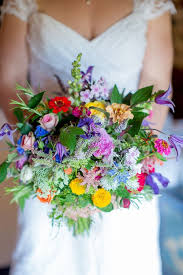 A Homemade And Colourful Wild Meadow Summer Wedding Wedding Bouqet Colorful Wedding Bouquet Wildflower Wedding Bouquet