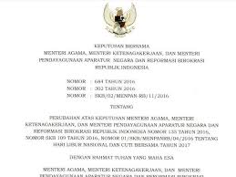 1440h, yaitu pada hari senin, tanggal 10 juni 2019. Contoh Surat Keputusan Bersama Menteri Contoh Surat