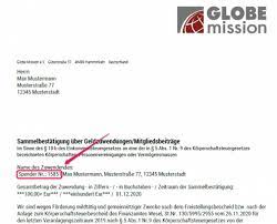 18 cool spendenbescheinigung verein vorlage 3. Spendenbescheinigung Per Mail Globe Mission