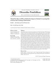 Check spelling or type a new query. Pdf Think Pair Share Tps As Method To Improve Student S Learning Motivation And Learning Achievement