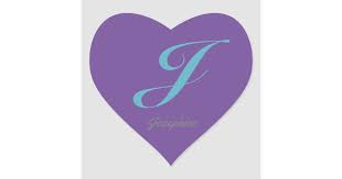 ¡hello users of we heart it! Monogram Cursive Letter J Blue Purple Calligraphy Heart Sticker Zazzle Com