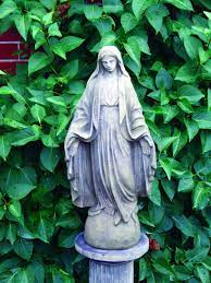 Stone cast pandora lady garden statue and column. Virgin Mary Garden Statue Garden Ornamnents