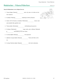 Übung 1 modalverben einsetzen (sätze umbilden) übung 2 präsens, präteritum, perfekt. Modalverben Lingolia Shop