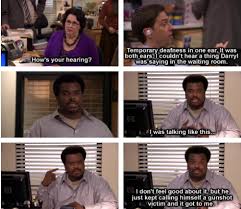 Craig Robinson Ed Helms Andy The Office Theoffice Hearing The Office Nbc Funny Shows Office Quotes