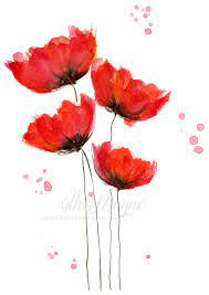 Now press the colored side into the canvas and use various colors to make different color flowers. Watercolor Poppies Red Watercolor Painting Ideas Flowers Watercolor Poppies Watercolor Flowers Flower Painting