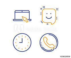 Okay, maybe i'm late to the party, but i just noticed the clock icon was displaying the correct time. Portable Computer Smile And Clock Icons Simple Set Call Center Sign Notebook Device Positive Feedback Time Or Watch Phone Support Technology Set Linear Portable Computer Icon Vector Stock Vector Adobe Stock