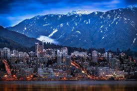 North Vancouver mountains and city