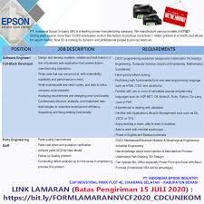 Cisokan raya, sukaresmi, cikarang sel., bekasi, jawa barat 17550. Loker Pt Epson Cikarang 2021 Info Lowongan Kerja Gratis