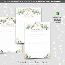 Floral Advice Cards Baby Shower Game Hands In The Attic