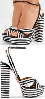 Black And White Striped Shoes Heels Black Sundance Striped Leather Platform Sandals Aquazzura Net A Porter Black And White Shoes Shoes Pretty Shoes
