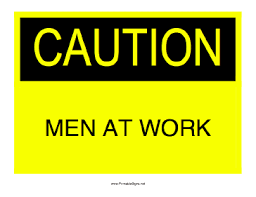 Printable Caution Men At Work Sign Wet Floor Signs Out Of Order Sign Wet Floor