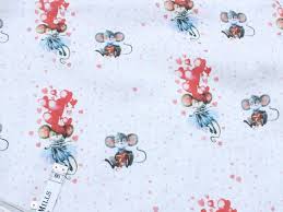 Linen Bread Bag Watercolor Plum Mouse ...