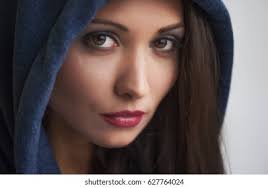 Portrait Woman Hiding Cowl Stock Photo 230384179