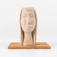 PETER LINDE. Sculpture, terracotta, seated woman, signed. Art