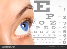 Women Eye Eyesight Test Chart Background Closeup Stock
