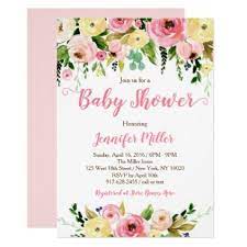 Pink Yellow Floral Baby Shower Invitation Zazzle Com Floral Baby Shower Invitations Floral Bridal Shower Invitations Baby Sprinkle Invitations