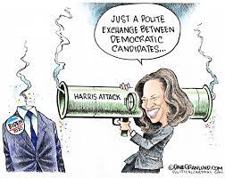 5 funny cartoons about the promise and peril of kamala harris for vice president artists drag biden, warn democrats, and celebrate history Political Cartoons Kamala Harris Debate Comments Draw Racial Scrutiny