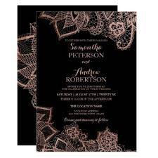 Chic Faux Rose Gold Floral Lace Black Wedding Invitation Zazzle Com In 2021 Blue Wedding Invitations Navy Blue Wedding Invitations Lace Wedding Invitations
