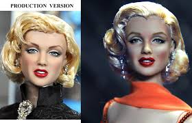 Custom face up of Tonner's 16-inch Marilyn Monroe doll repainted in the  likeness of Marilyn Monroe as she appeared in the 1953 romantic comedy  "Gentlemen Prefer Blondes" (see before and after photo).